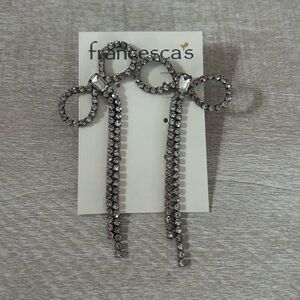 Francesca’s Crystal Bow & Tassles Stud Earrings
